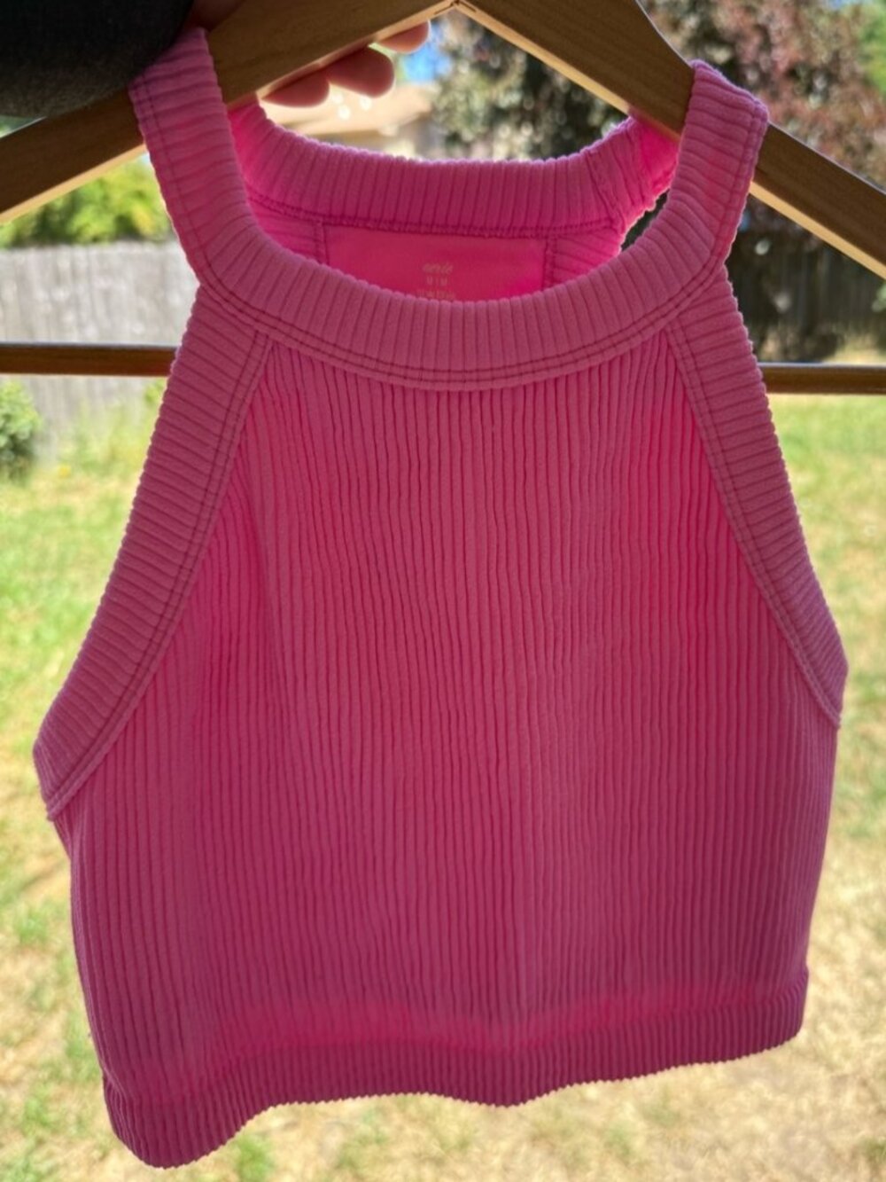 Women’s Aerie Pink Ribbed Halter Crop Top